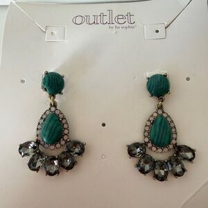 Lia Sophia Teal and Silver Teardrop Earrings